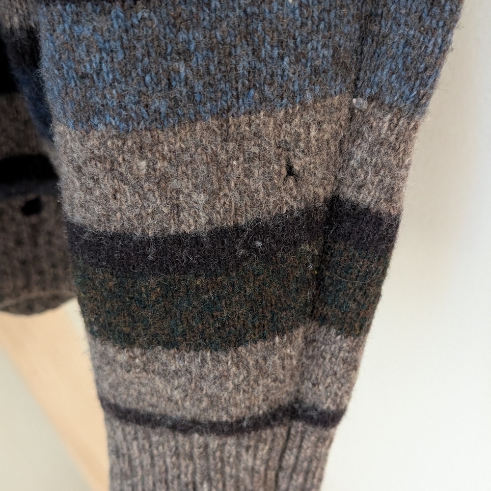 Vintage 90's Striped Textured Wool Crewneck Sweater In Oatmeal Tan - Picture 14 of 15